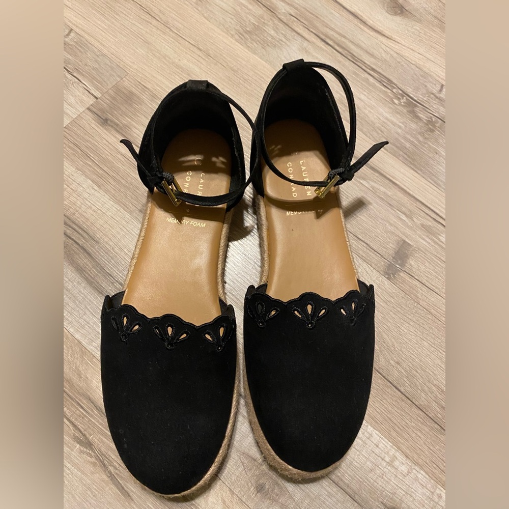 LC Black Flor Espadrille Flats Sandals